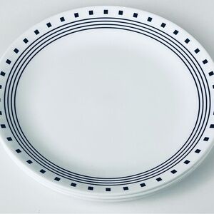 Classic White Corelle City Block Dinner Plates 10.25” wide Set Of 4